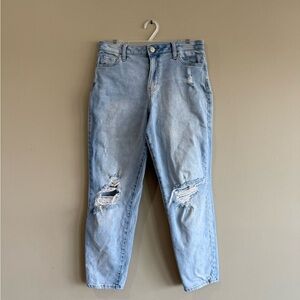 SO Blue High Rise Mom Jeans Distressed  Style